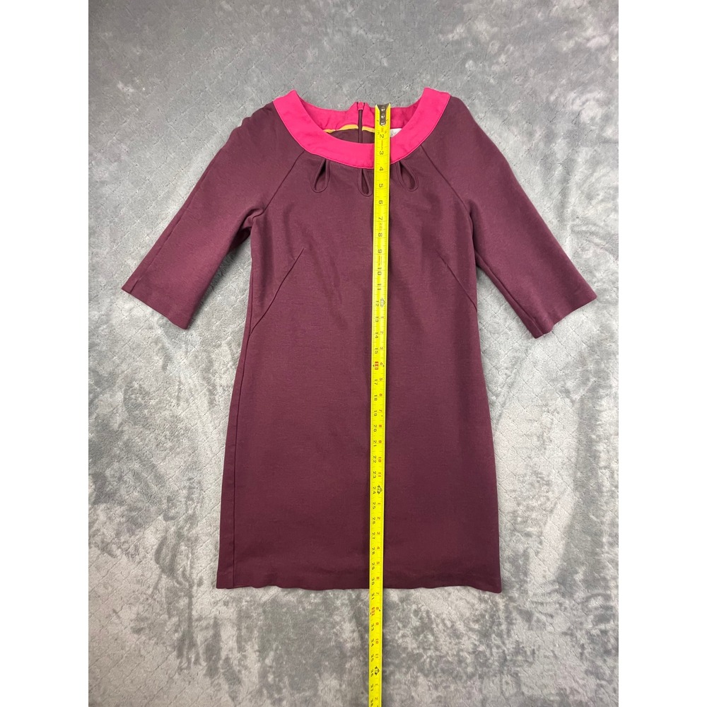 Boden Purple Pink Collar Keyhole Neck 3/4 Sleeve Lined Dress US 2R Colorblock - Picture 4 of 12